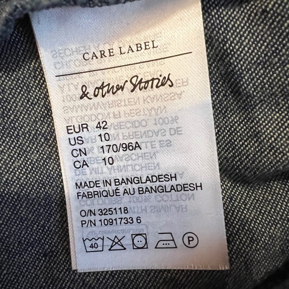 Paris Atelier & Other Stories Blue & Denim Mini Shirt Dress Size 10. NWT - Picture 7 of 10